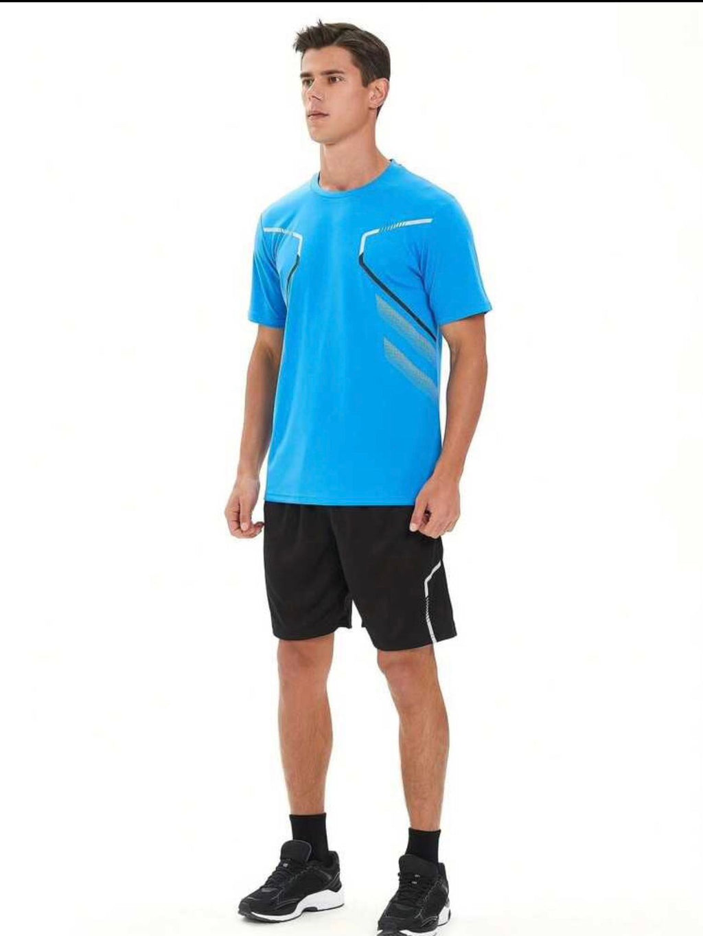 Men's Moisture-Wicking Sports Tee — Loose Fit Printed Short Sleeve Top