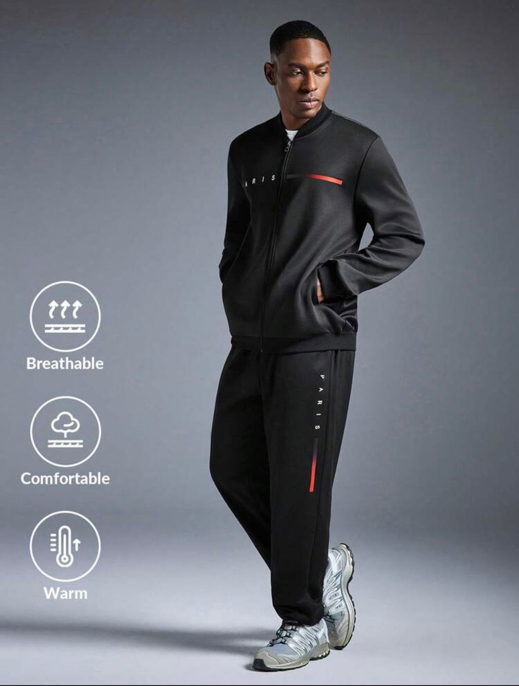 Men's Paris Print Bomber Jacket & Jogger Set — Casual 2-Piece Outfit