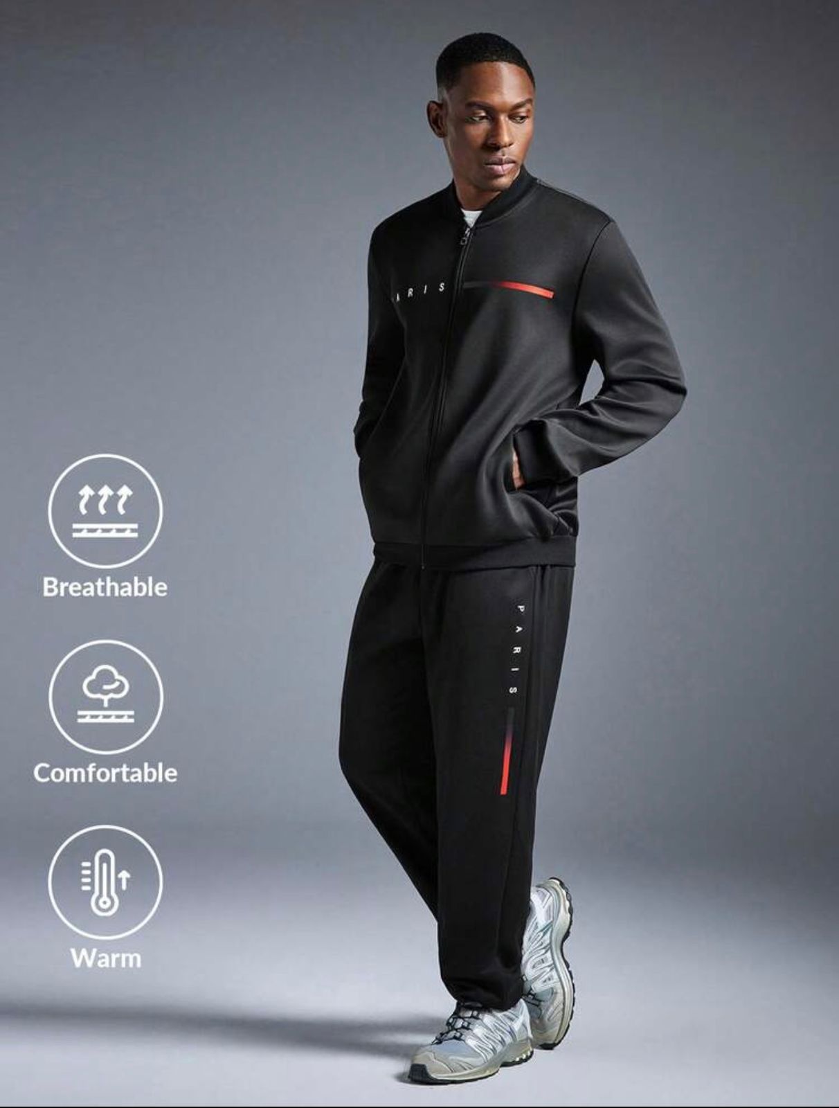 Men's Paris Print Bomber Jacket & Jogger Set — Casual 2-Piece Outfit
