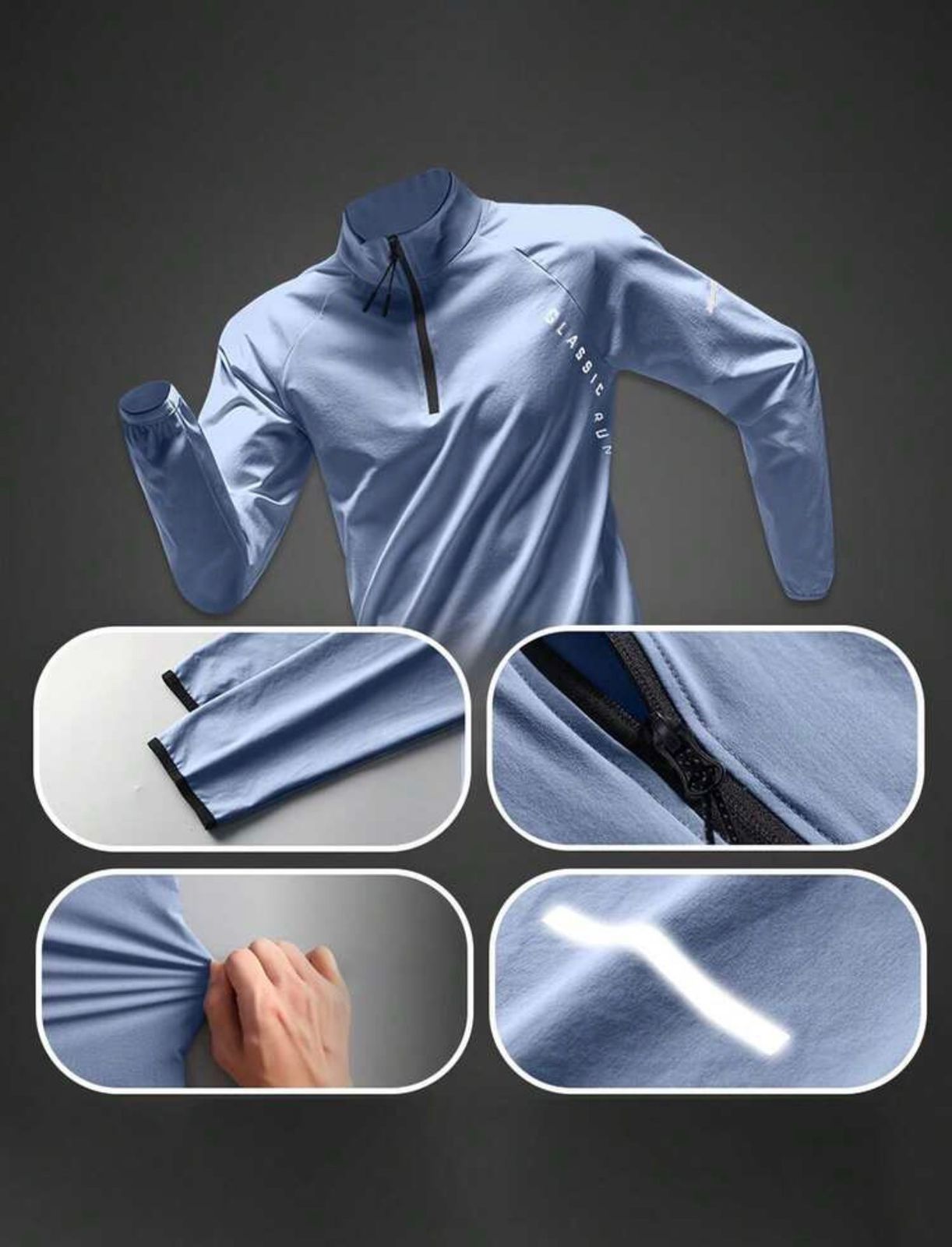 Men's Half-Zip Long Sleeve Training Top — Quick-Dry, Breathable & Moisture-Wicking