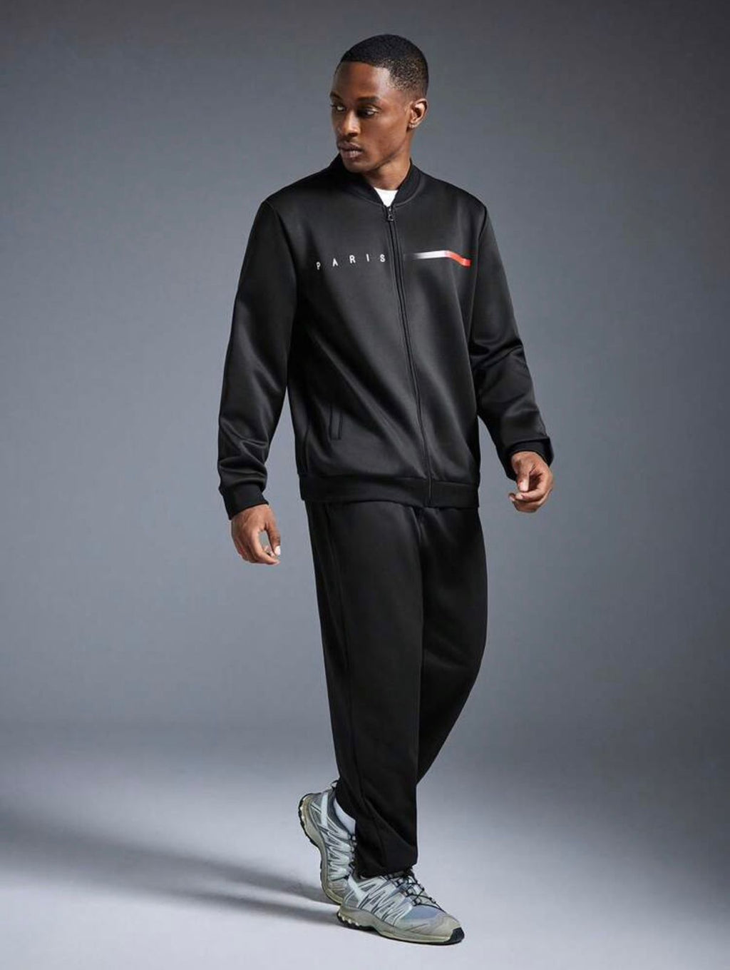 Men's Paris Print Bomber Jacket & Jogger Set — Casual 2-Piece Outfit