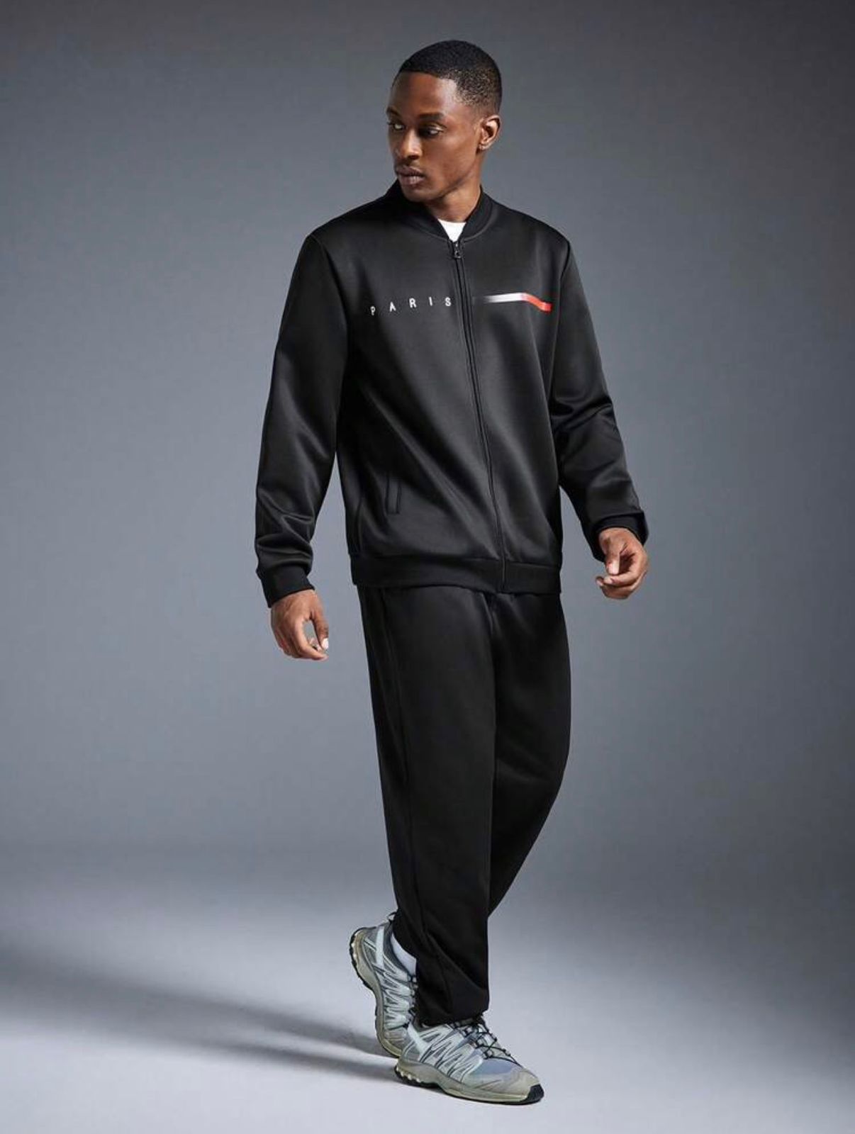 Men's Paris Print Bomber Jacket & Jogger Set — Casual 2-Piece Outfit