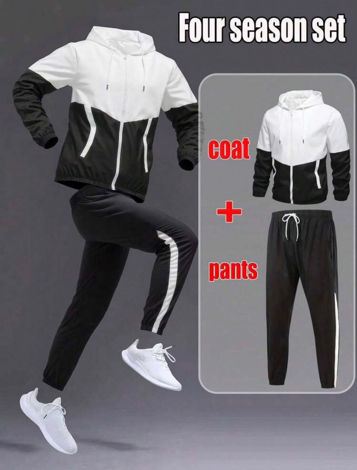 Men's Hooded Jogger Tracksuit — 2-Piece Sports Suit, Casual Hip Hop Fit