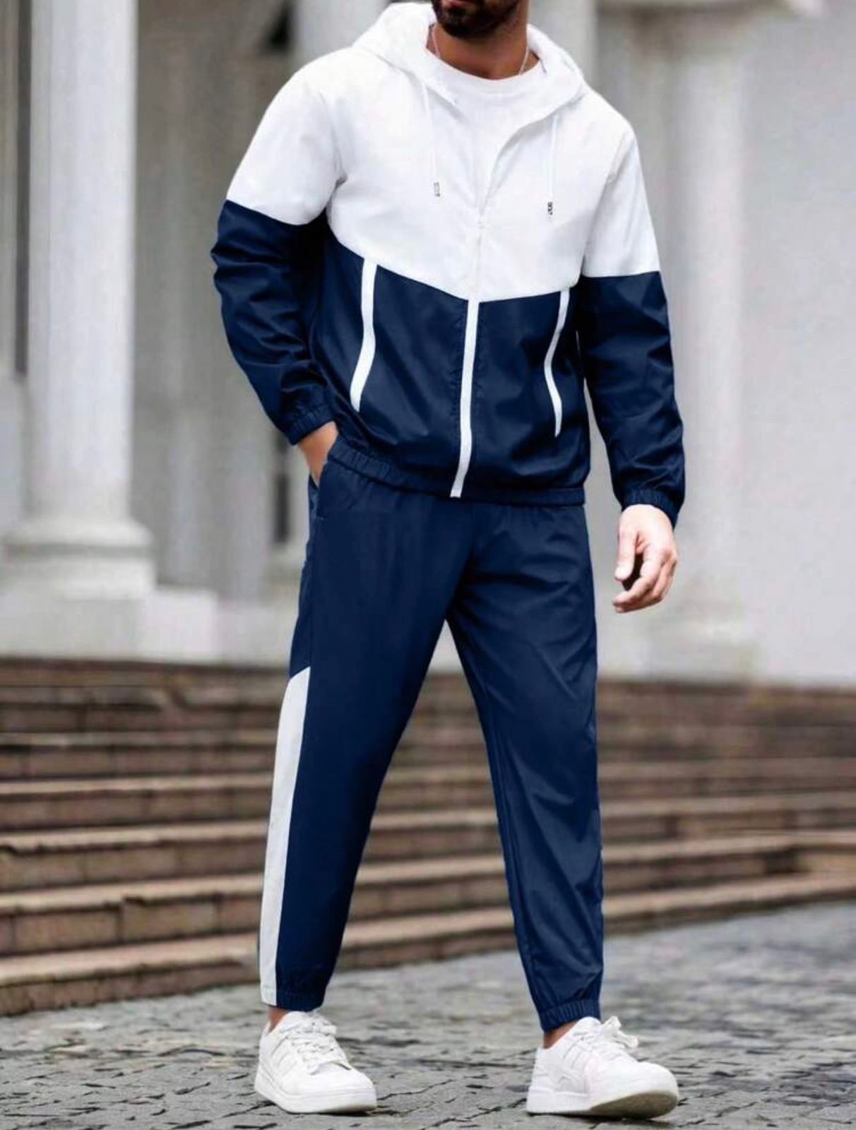Men's Hooded Tracksuit Set — Casual Jogger Jacket & Pants, Hip Hop Style