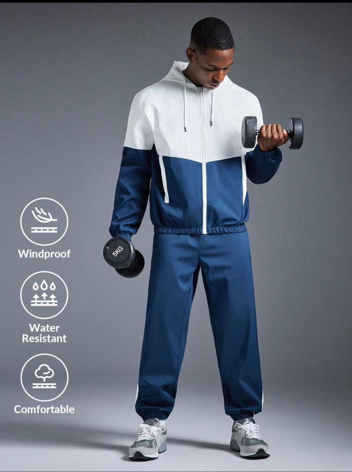 Men's Colorblock Athletic Tracksuit — Breathable Jacket & Jogger Set