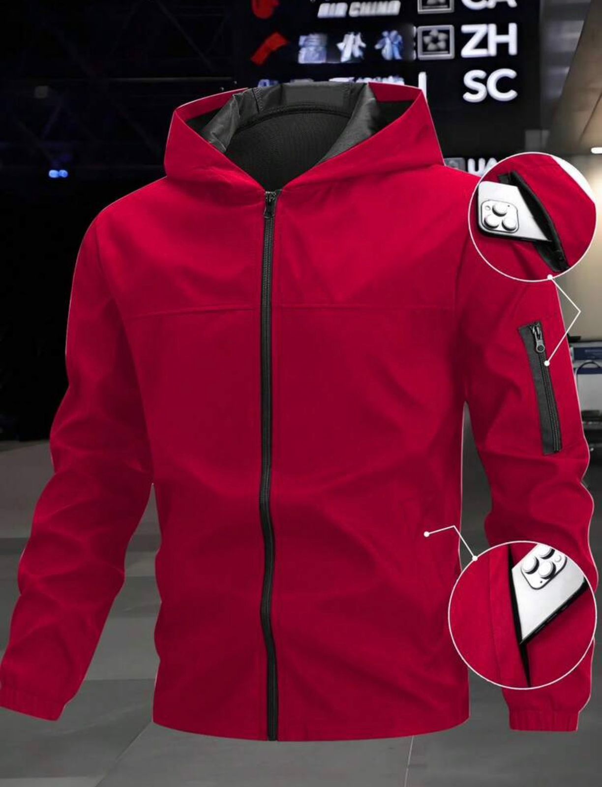 Men's Hooded Tech Jacket — Lightweight Outdoor Sports Windbreaker