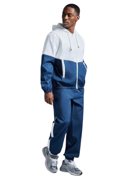 Men's Colorblock Athletic Tracksuit — Breathable Jacket & Jogger Set