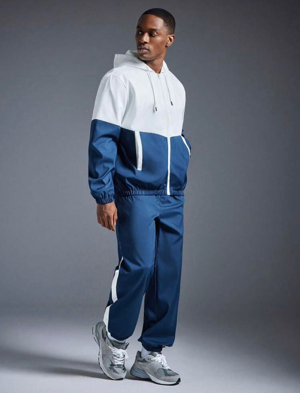 Men's Colorblock Athletic Tracksuit — Breathable Jacket & Jogger Set